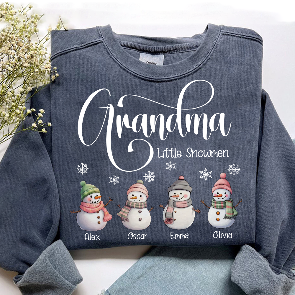Grandma Little Snowmen And Grandkids Merry Christmas Sweatshirt