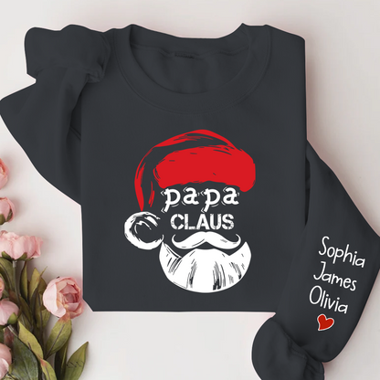 Merry Christmas Papa Claus, Dad Claus Gift Custom Name Kids Sweatshirt