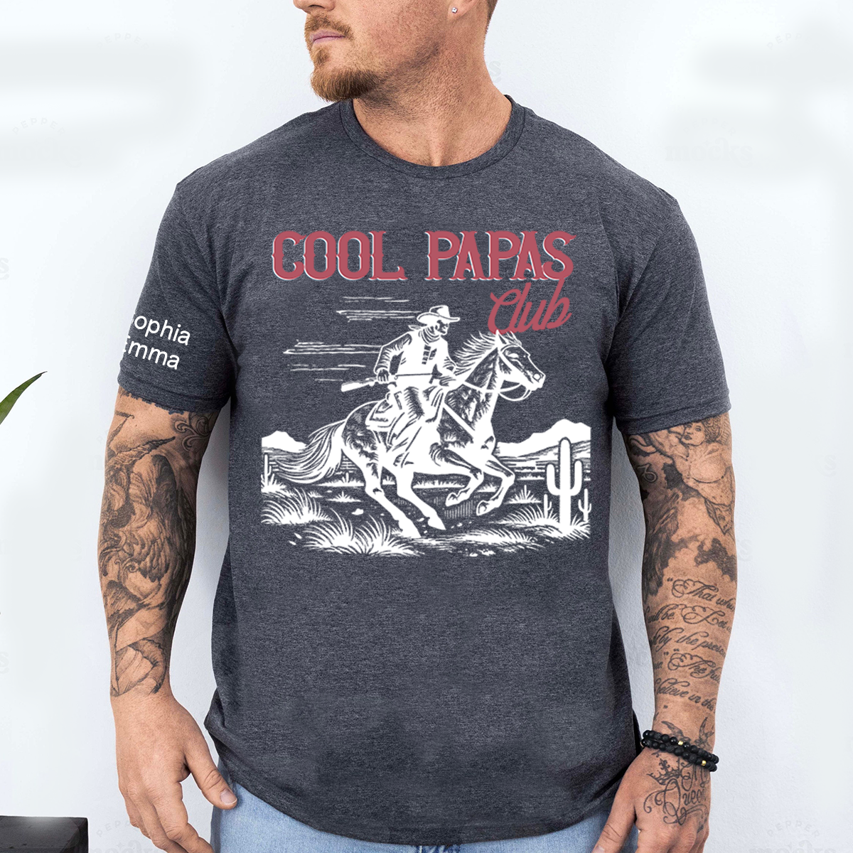 Personalized Cool Papas Club Personalized Cowboy Shirt - Custom Dad Gift with Kids' Names, Perfect for Father's Day, Family Gift for Fathers Day Birthday