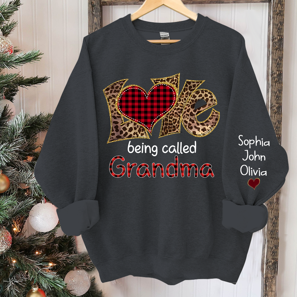 Love being called Grandma leopard And Grandkids Sweatshirt