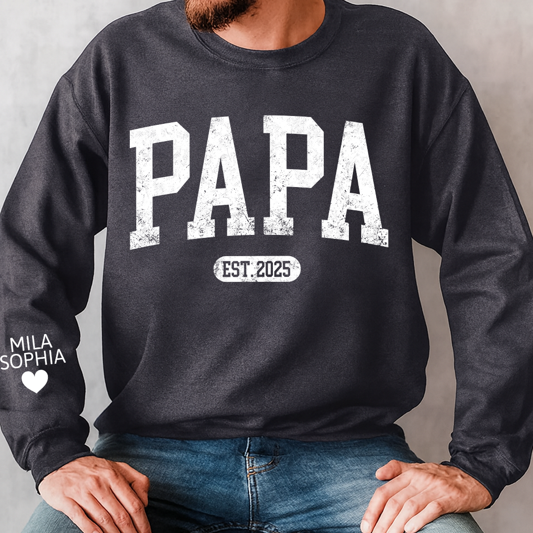 Personalized Papa Grandpa Daddy Papaw Hoodie for Men, Custom Name & Year EST. Sweatshirt, New Grandpa Gift 2026, Father’s Day Gift for Dad or Papa, Unisex Heavy Blend Pullover Hoodie