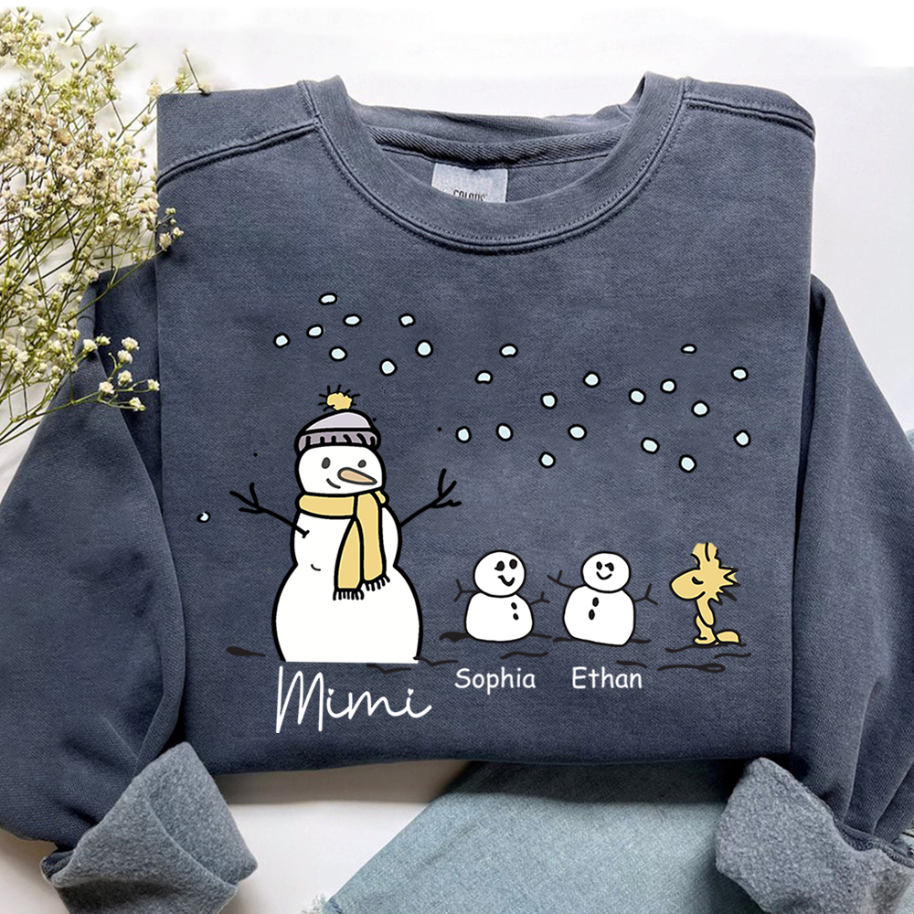 Personalized Mimi Snowman Sweatshirt with Grandkids – Christmas Gifts Sweatshirt