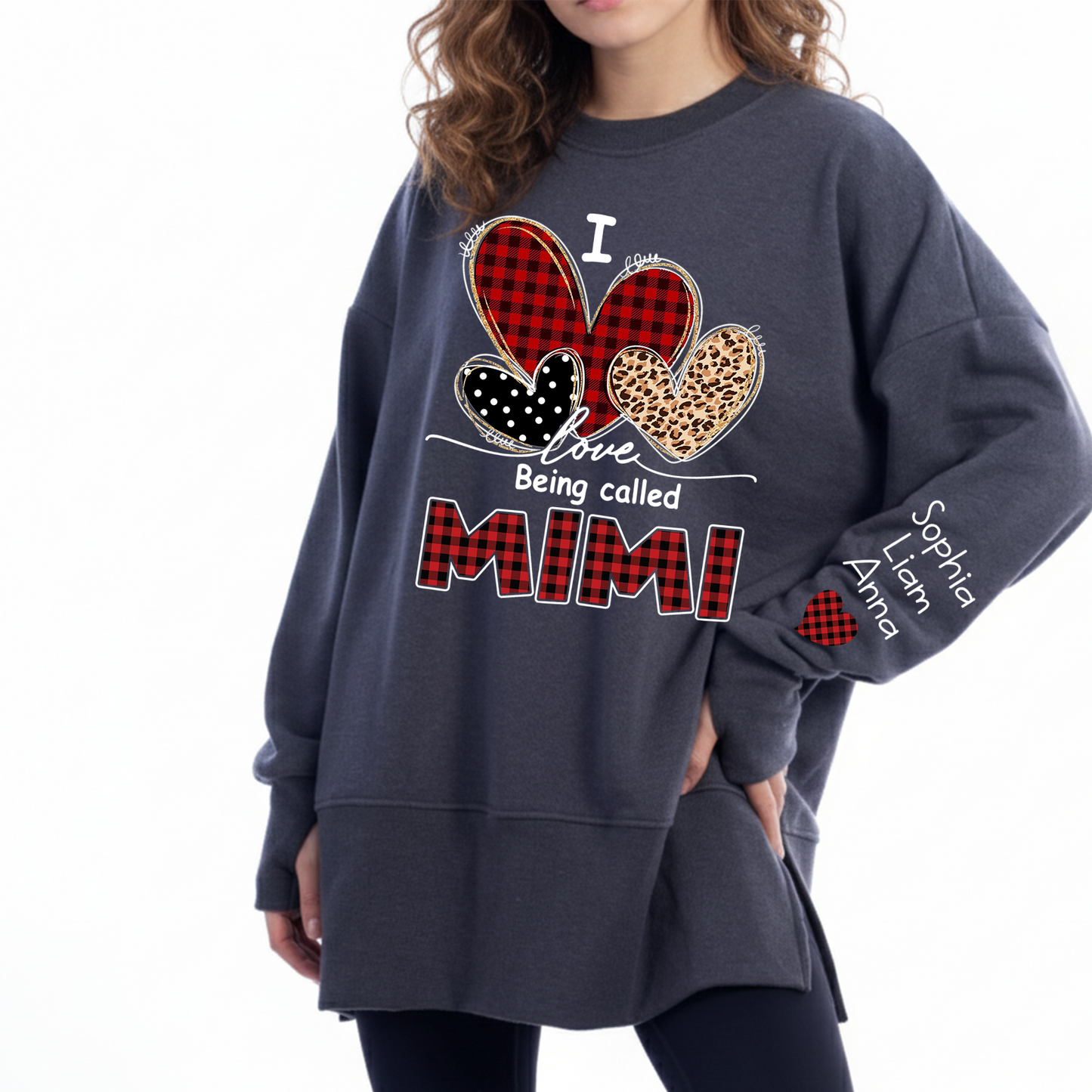 I Love Being Calling Mimi Oversized Sweatshirt, Personalized Grandma Shirt with Kids Names