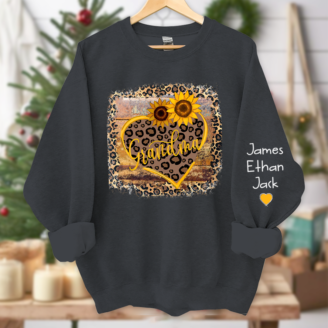 Personalized Mimi Heart Sunflower Sweatshirt Custom Grandma and Grandkids Sweatshirt