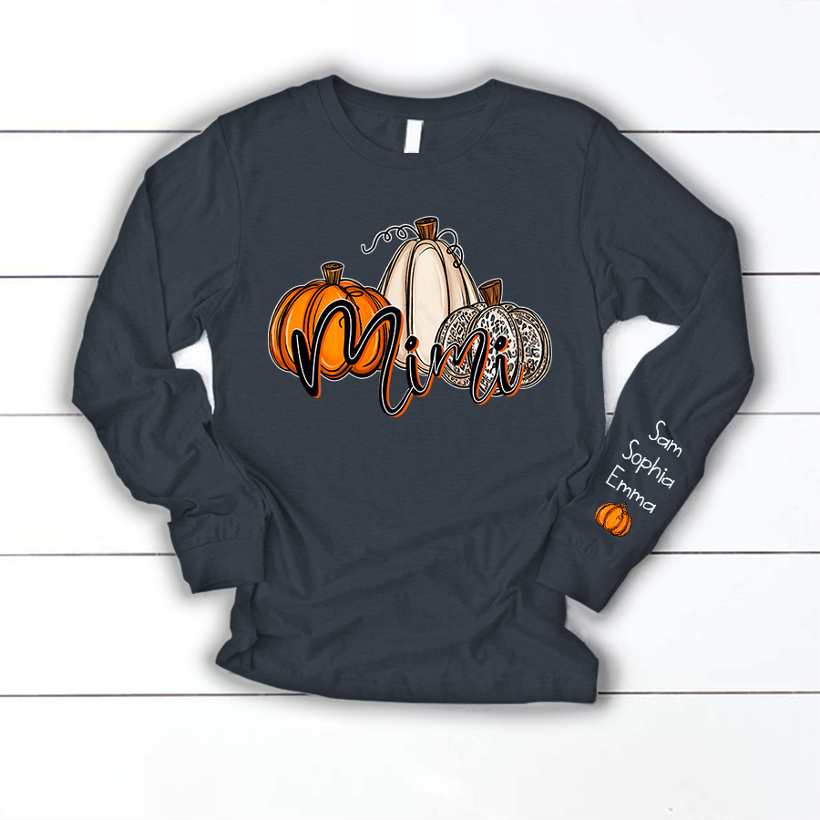 Personalized Mimi, Grandma Pumpkins Autumn Longsleeve