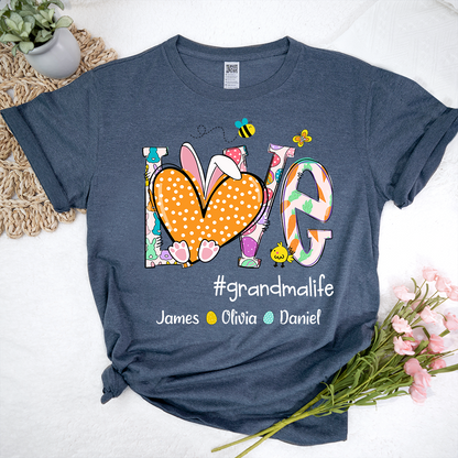 Love Grandmlife Easter Bunny Gift For Family, Custom Grandma And Grandkids T-Shirt