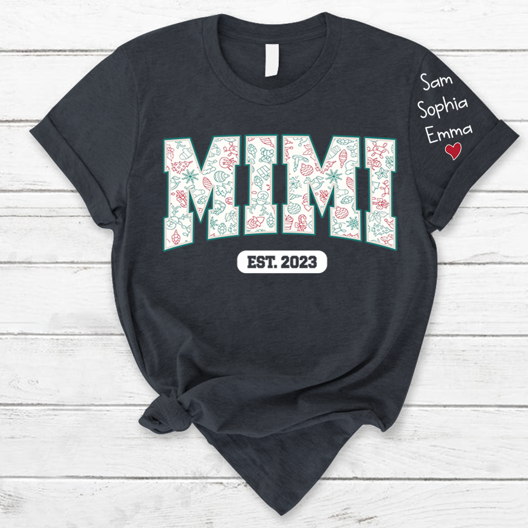 Mimi est ,Merry Christmas Nana, Grandma ,Custom Grandma Christmas T-Shirt