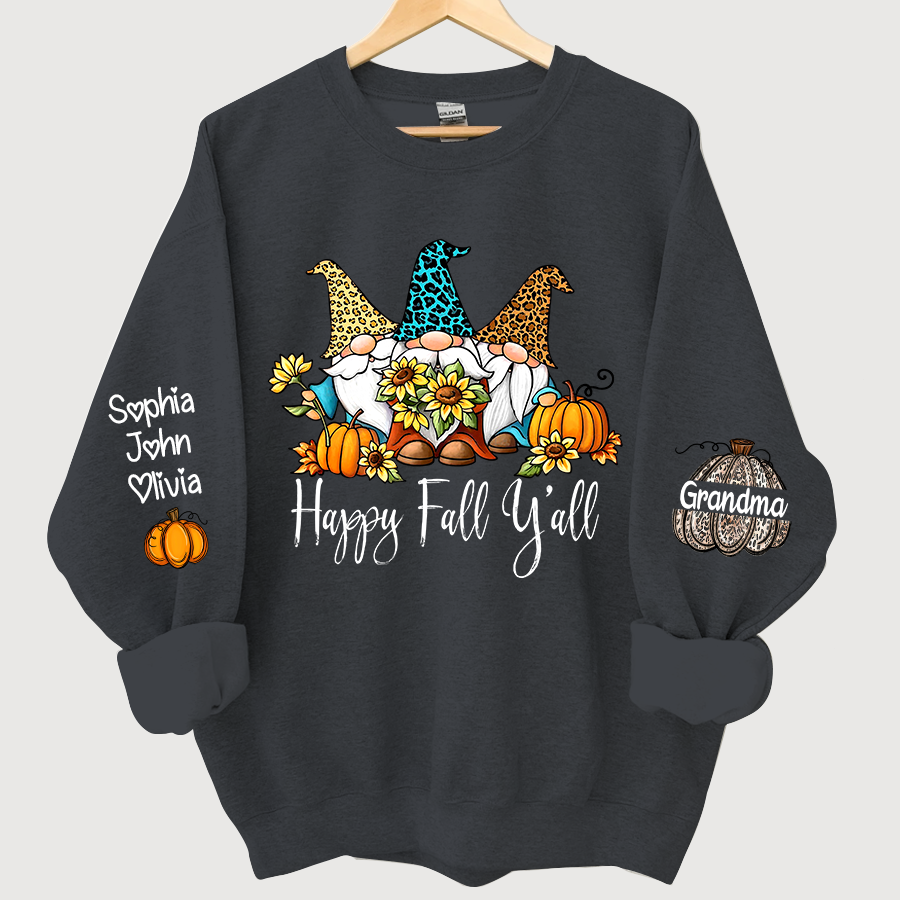 Happy Fall Y'all Grandma With Grandkids Autumn Sweatshirt