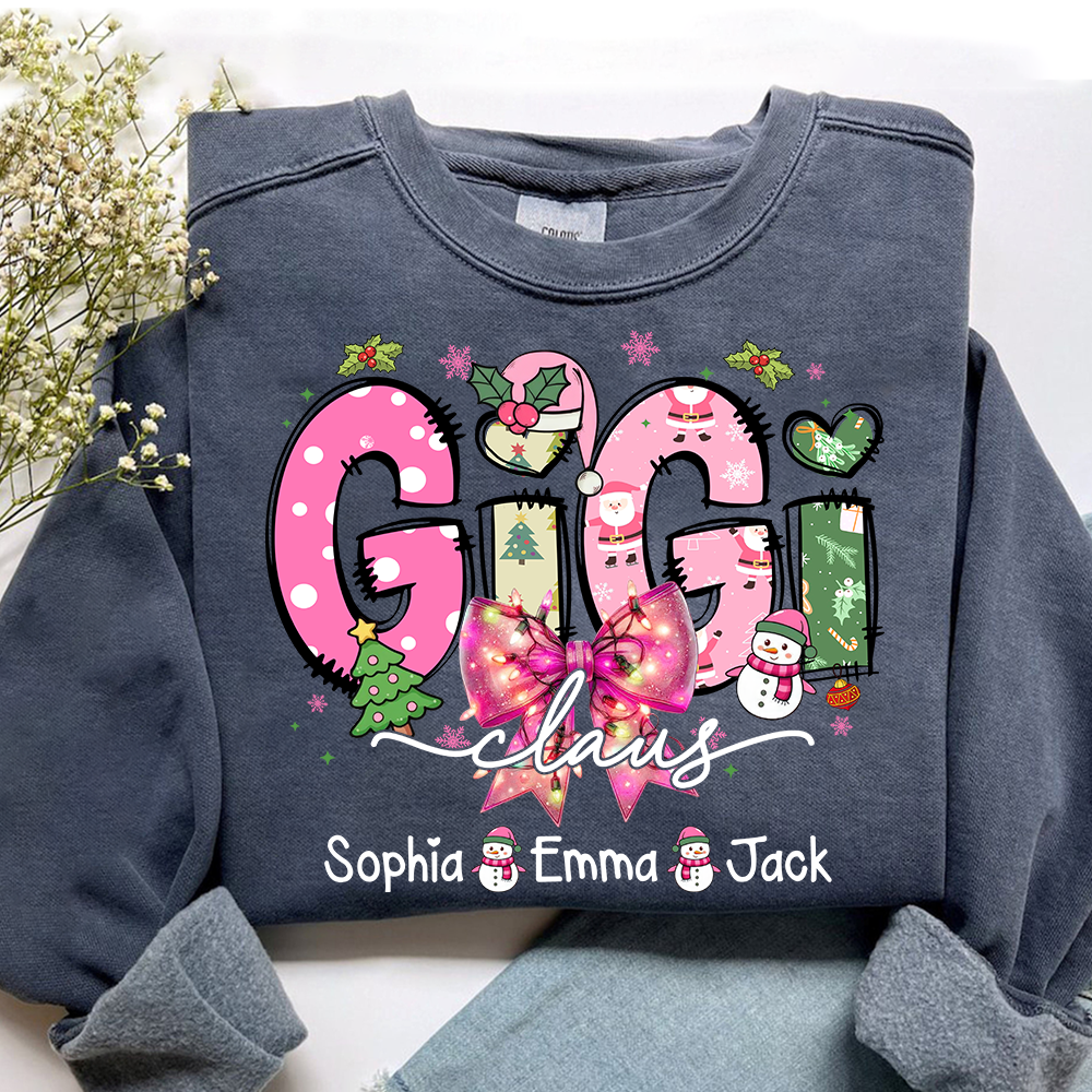Gigi claus tree santa And Grandkids Christmas Sweatshirt