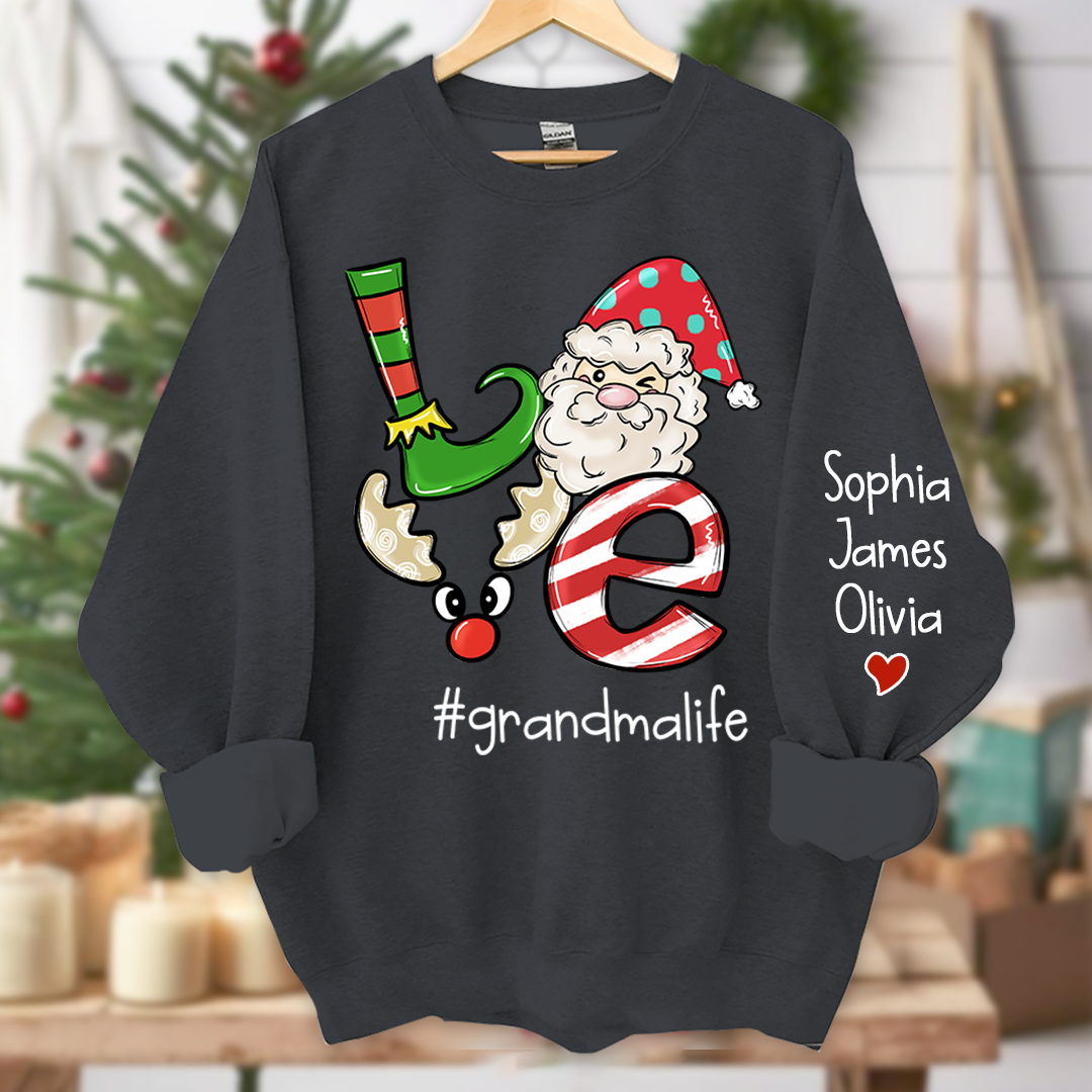 Personalized Love grandmalife Merry Christmas and Grandkids Sweatshirt