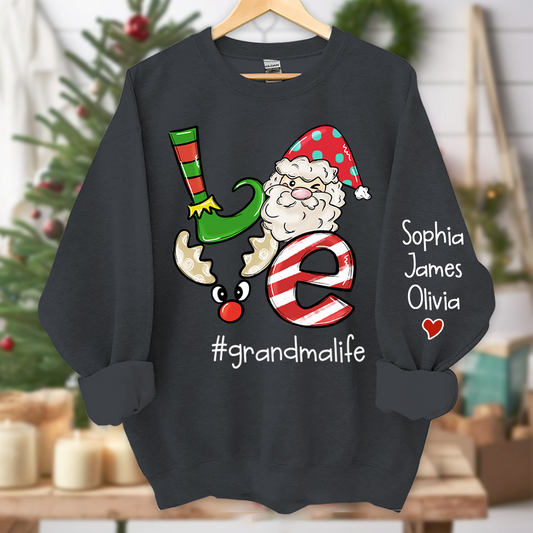 Personalized Love grandmalife Merry Christmas and Grandkids Sweatshirt