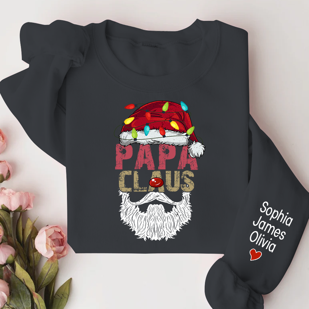 Papa Claus Christmas 2023 Gift Custom Name Kids Sweatshirt