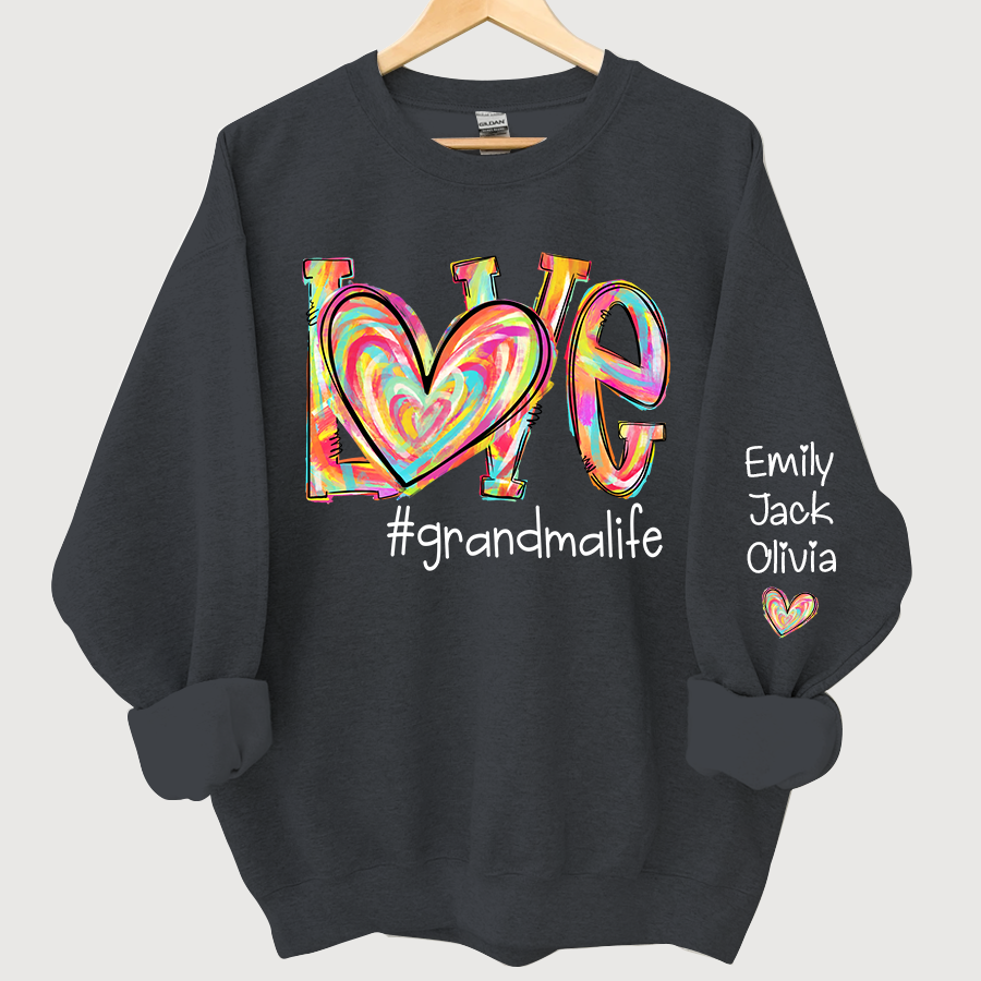 Love Grandma Life Fall Autumn Color Clipart And Grandkids Sweatshirt