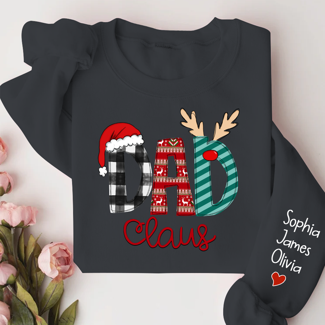 Dad Claus Merry Christmas Papa Claus Gift Custom Name Kids Sweatshirt