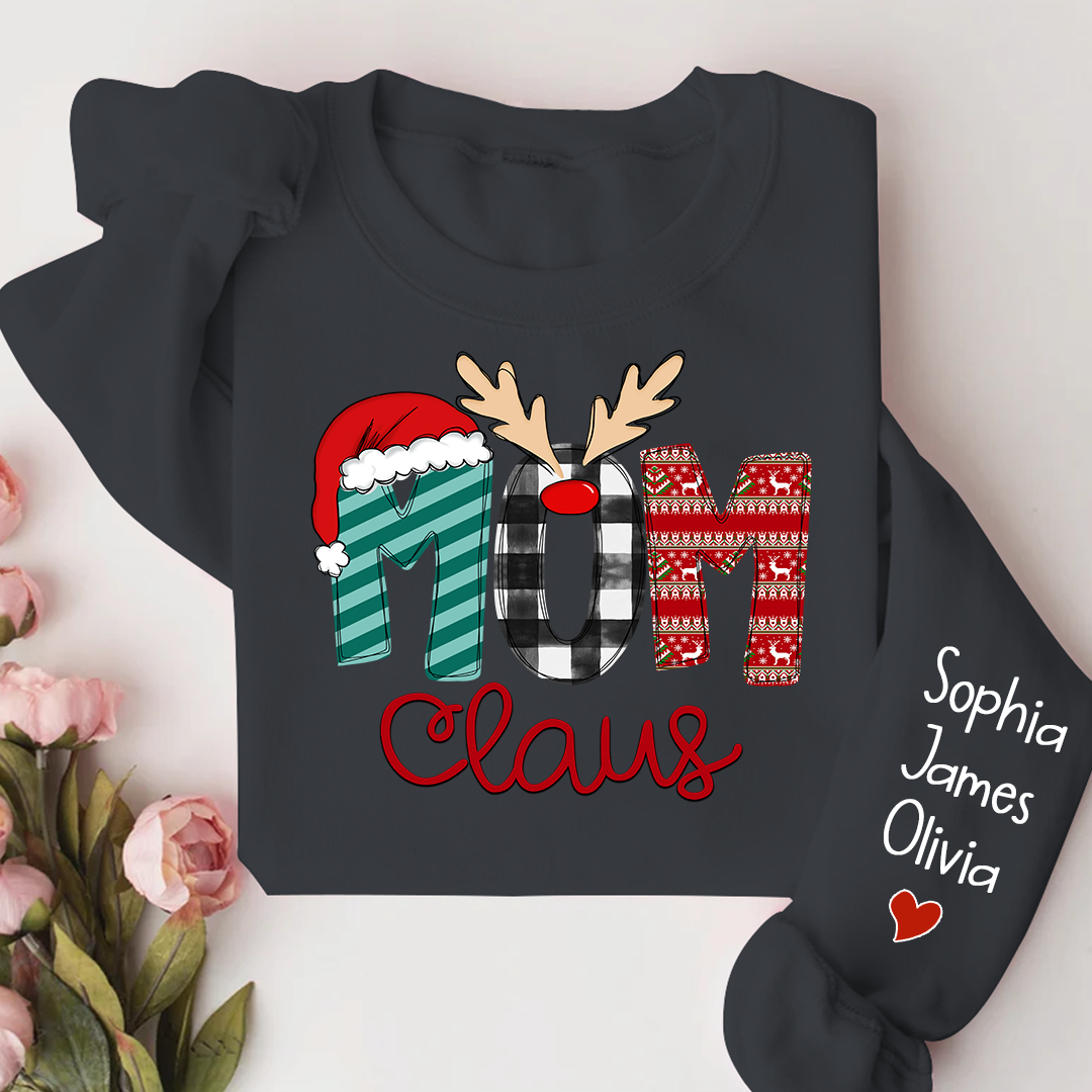 Merry Christmas 2023 Mom Claus Sweatshirt, Custom Mom , Mama and Kids Sweatshirt