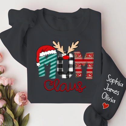 Merry Christmas 2023 Mom Claus Sweatshirt, Custom Mom , Mama and Kids Sweatshirt