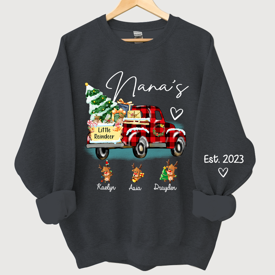 Nana's little reindeer Christmas And Grandkids Sweatshirt
