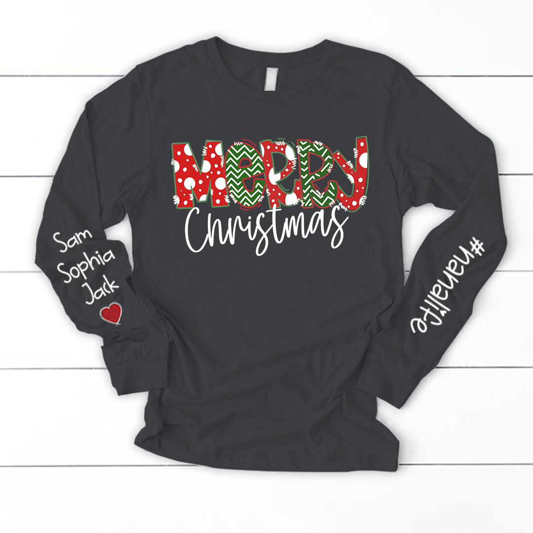 Merry Christmas Shirt, 2023 Christmas Nanalife, Custom Grandmalife Christmas Longsleeve