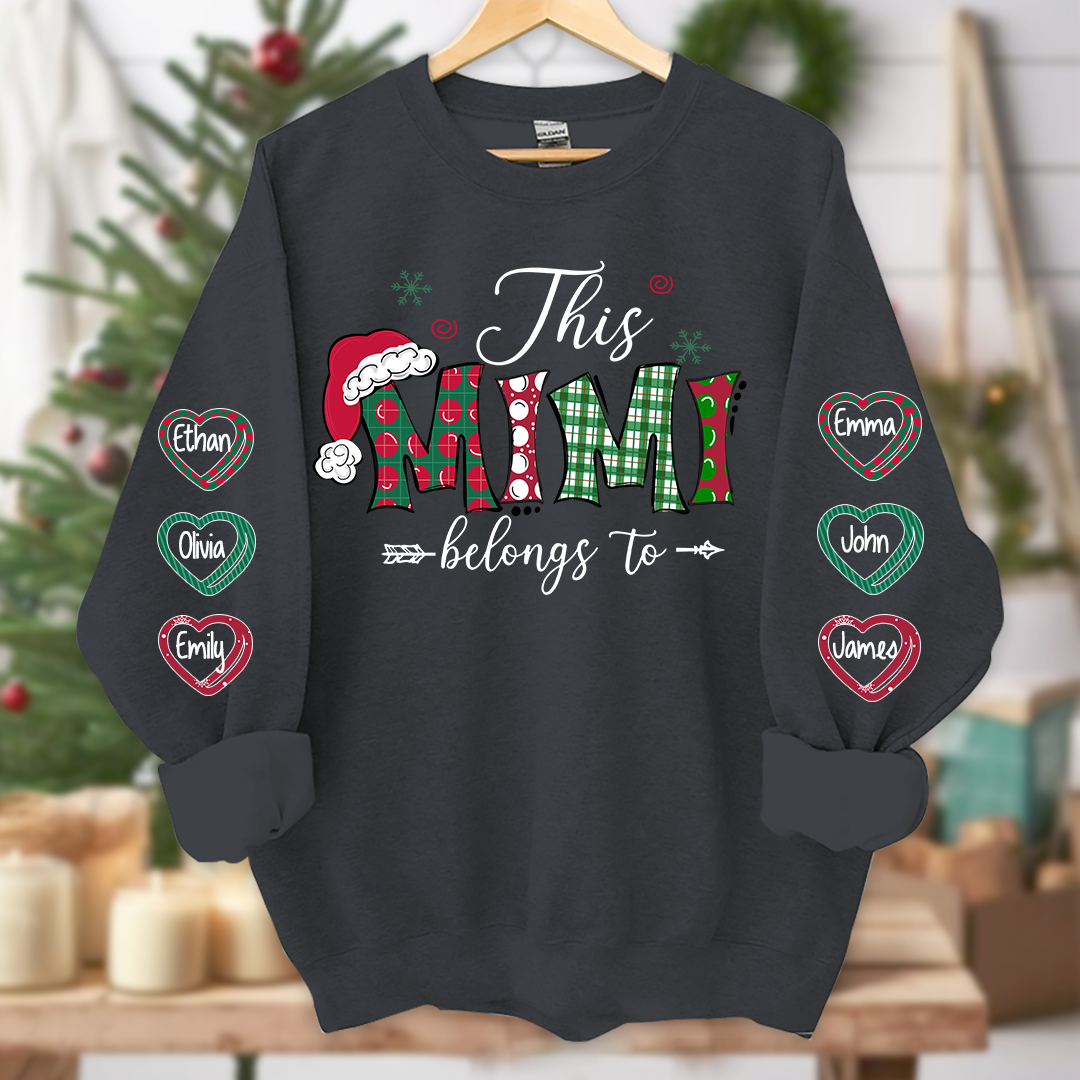 This Mimi belongs to merry christmas And Grandkids Name Sweatshirt