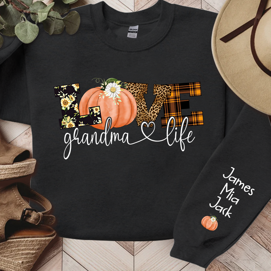 Personalized Love Grandma Life Fall Season Pumpkin Sweatshirt