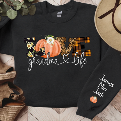 Personalized Love Grandma Life Fall Season Pumpkin Sweatshirt