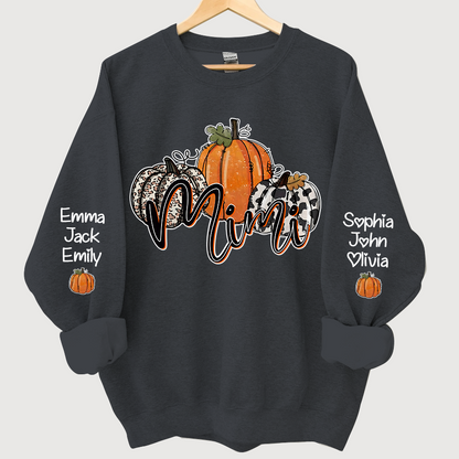 Personalized Mimi, Grandma Pumpkins Autumn And Grandkids CL01 Sweatshirt