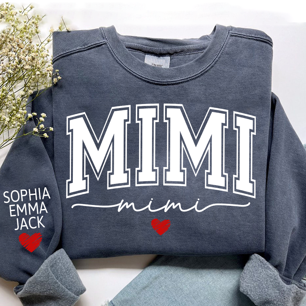 Personalized Mimi Sweatshirt with Grandkids’ Names, Gift for Grandma Birthday Christmas Sweatshirt