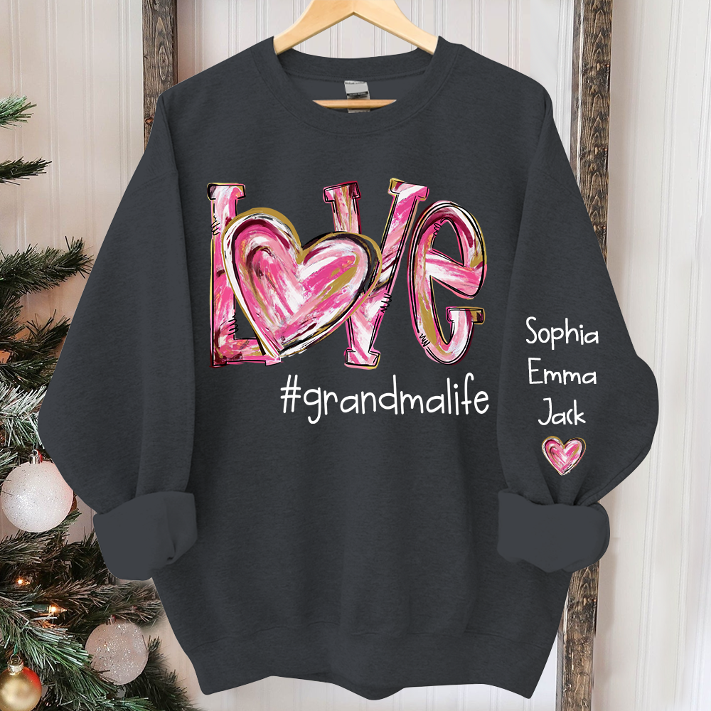 Love grandmalife pink color Christmas And Grandkids Sweatshirt