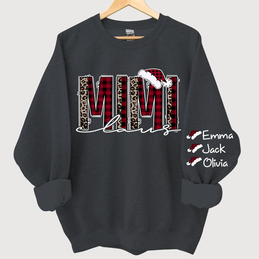 Personalized Mimi Claus Christmas And Grandkids Sweatshirt