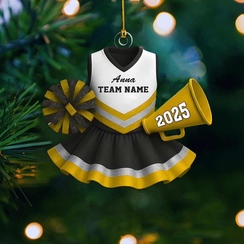 Personalized Cheerleader Ornament 2025 – Custom Name, Team & Year Christmas Gift for Girls and Cheer Squad Members Ornament