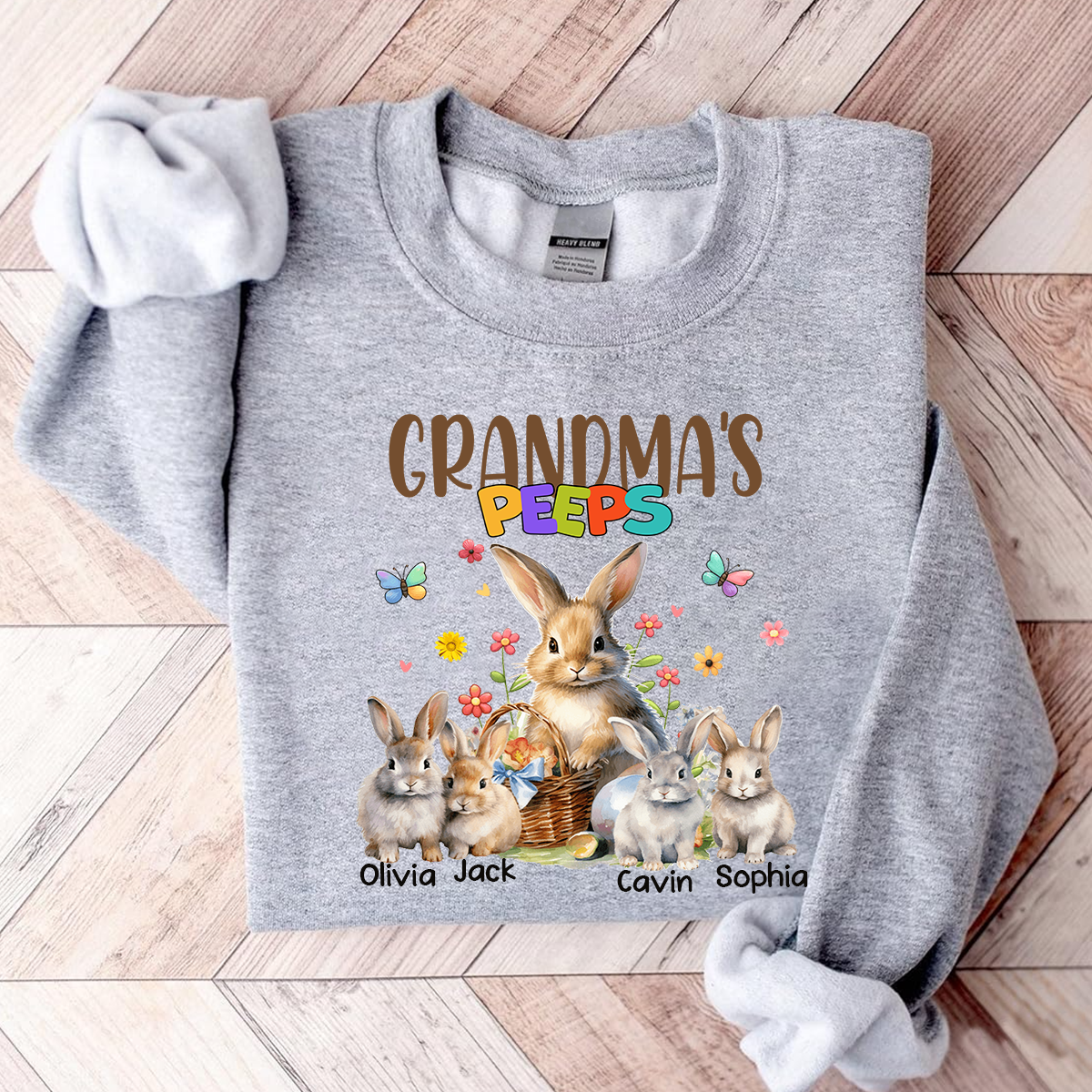 Personalized Easter Grandma's Peeps Shirt, Custom Nickname With Grandkids Shirt for Easter Day, Easter Bunny Grandma Shirt