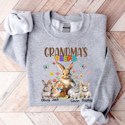 Personalized Easter Grandma's Peeps Shirt, Custom Nickname With Grandkids Shirt for Easter Day, Easter Bunny Grandma Shirt