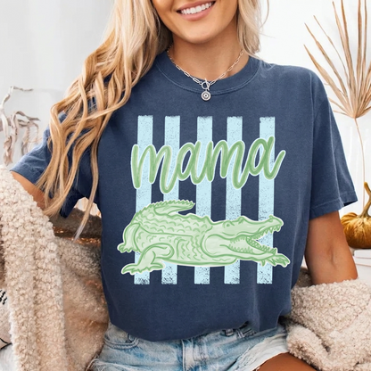 Comfort Colors® Personalized Mama Crocodile Shirt, Custom Mom Mom Life Shirt, Cute Alligator Mama Tee, Mother’s Day Birthday Gift for Mom, Family Name Shirt