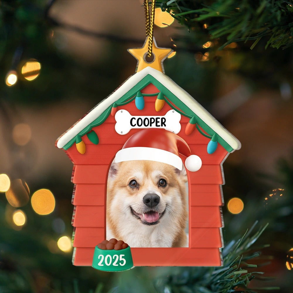 Custom Pet House Photo Ornament, Personalized Pet Christmas Decoration With Pet Picture & Name 2025