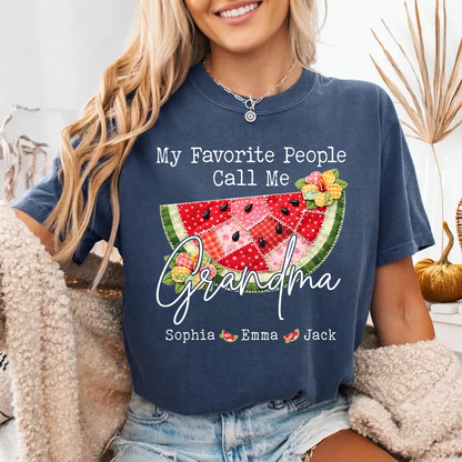 Comfort Colors® Custom Grandma Watermelon Shirt, Personalized Grandkids Names Shirt, Cute Summer Family Gift for Grandma Nana Mimi Gigi
