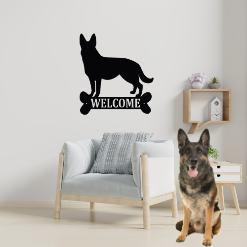 Godmerch- Cut Metal Sign- Personalized Dog Breed Welcome Sign Metal Wall Art, Gift For Dog Lover, Home Decor