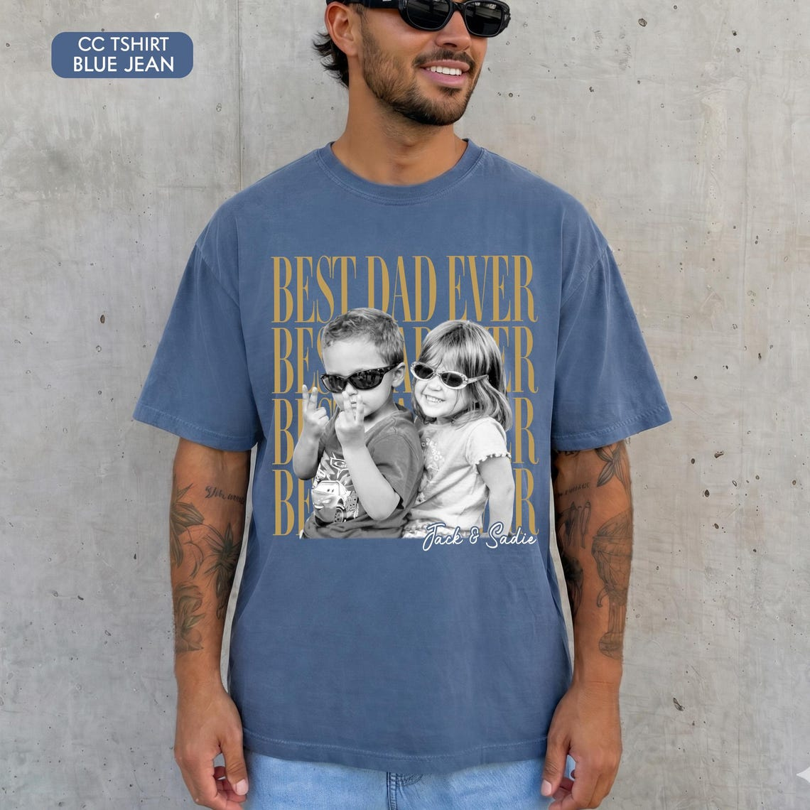 Custom Dad Vintage Photo Shirt: Personalized Fathers Day Shirt With Kids Photo