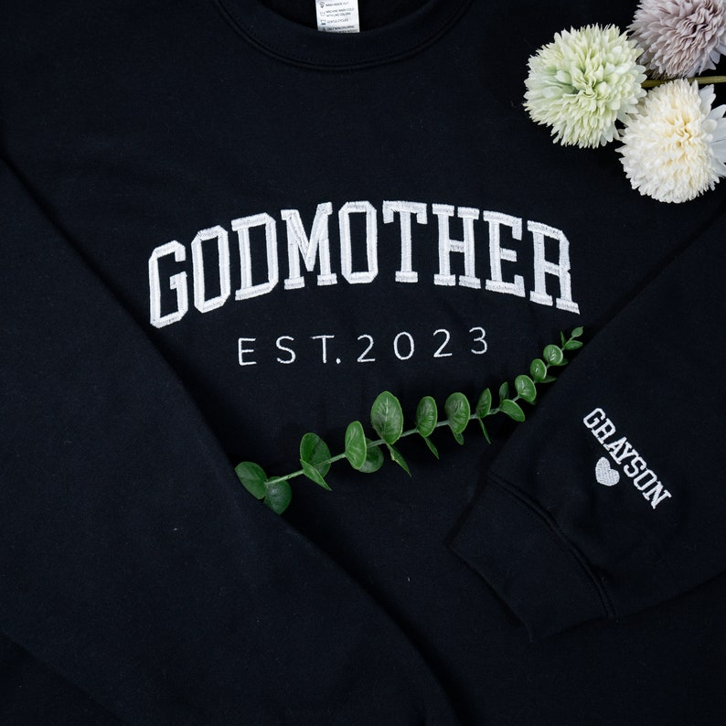Godmother Embroidered Sweatshirt, Godmother Gift Sweatshirt, God Mama Gifts, Godmother Proposal Crewneck