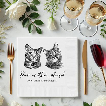 Personalized Cat Cocktail Napkins – Custom Pet Portrait Wedding & Party Decor