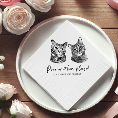 Personalized Cat Cocktail Napkins – Custom Pet Portrait Wedding & Party Decor