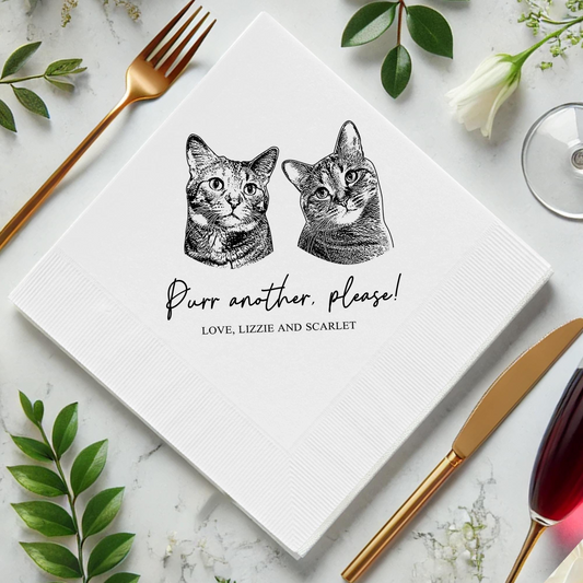 Personalized Cat Cocktail Napkins – Custom Pet Portrait Wedding & Party Decor