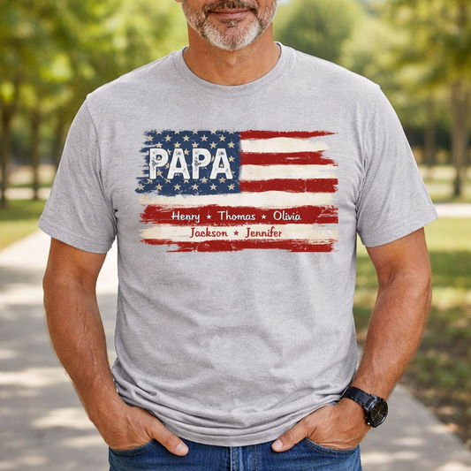 Personalized Papa Holiday Flag with Grandkids – Unique Christmas Gift for Papa, Custom Family Name Flag