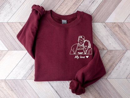 Custom Portrait from photo to shirt, outline photo sweatshirt, Custom Photo, custom portrait, Couple Hoodie, Couple Shirt, Couple Hoodie Hoodie, Sweatshirt