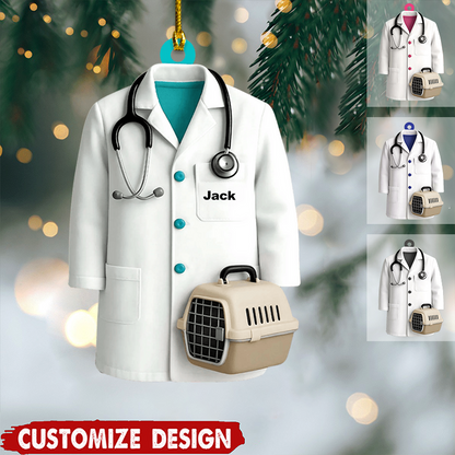Personalized Vet Coat Ornament 2025, Custom Acrylic Decoration, Unique Christmas Gift For Veterinarians And Pet Lovers Ornament