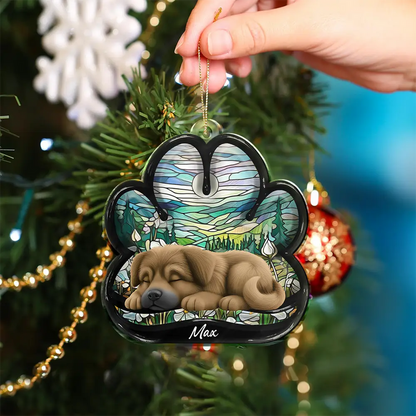 Custom Dog Pawprint Acrylic Ornament – Personalized Pet Memorial Keepsake for Christmas Ornament