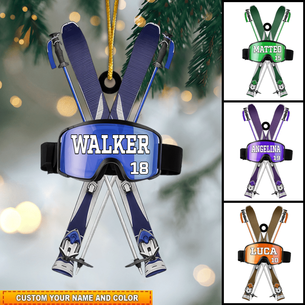 Personalized Skiing Ornament, Custom Snowboarding Decoration, Unique Acrylic Ornament Gift Idea for Ski Lovers at Christmas Ornament