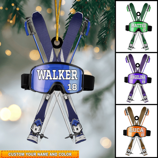 Personalized Skiing Ornament, Custom Snowboarding Decoration, Unique Acrylic Ornament Gift Idea for Ski Lovers at Christmas Ornament