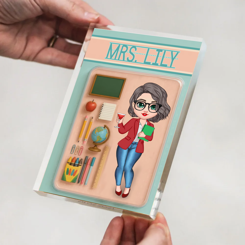 Effect Teacher Action Figure Pack Packaging Personalized Flat Rectangle Acrylic Block