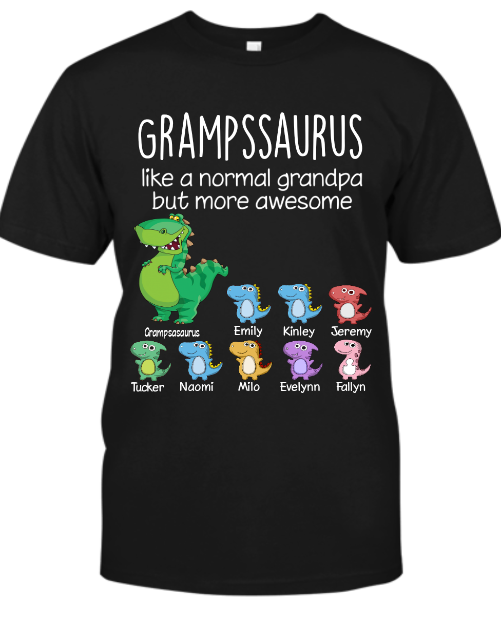 Personalized Grandpasaurus And Kids Names T-Shirt, Personalized Father's Day T-Shirts, Funny Dad Papa Grandpa Shirt