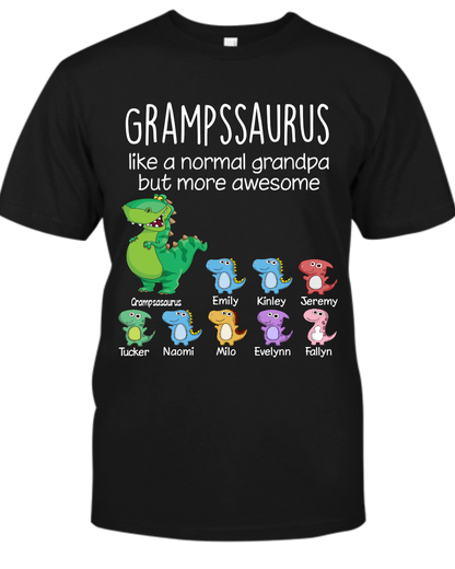 Personalized Grandpasaurus And Kids Names T-Shirt, Personalized Father's Day T-Shirts, Funny Dad Papa Grandpa Shirt